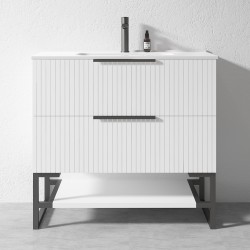 3D-2W 900x450x850mm White Floor Standing Plywood Vanity with Stainless Black Frame Leg And Shelf 3D-2W 900x450x850mm White Floor Standing Plywood Vanity with Stainless Black Frame Leg And Shelf